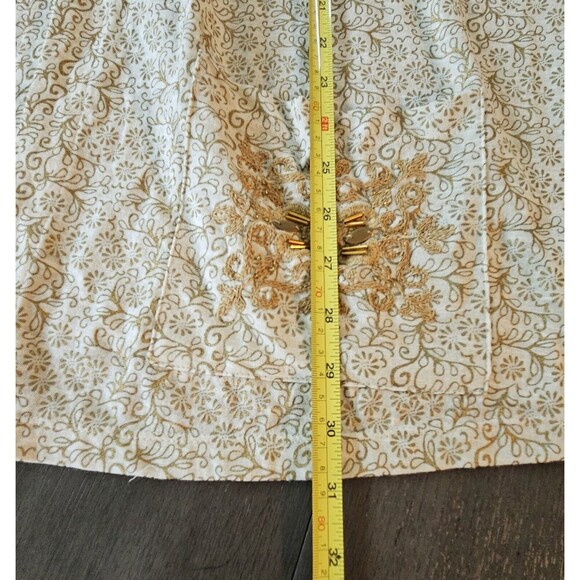 Logo Lori Goldstein Cream Embroidered Open Front Cardigan Size M Lightweight - Picture 6 of 8